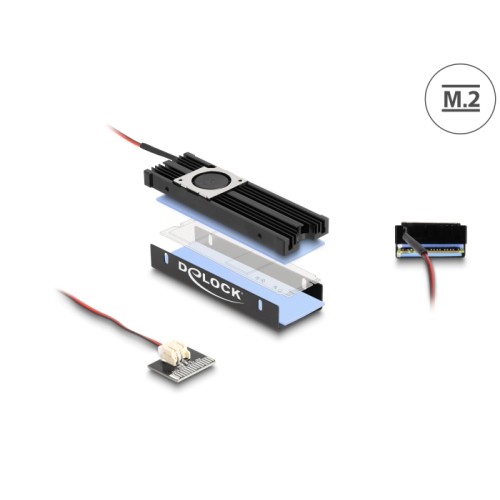 Delock Heat sink with Fan for M.2 SSD 2280 black