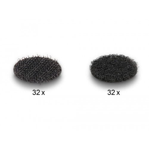 Delock Hook-and-loop dots, round, 64 pieces black