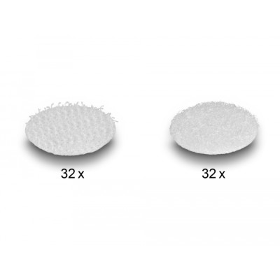 Delock Hook-and-loop dots, round, 64 pieces white