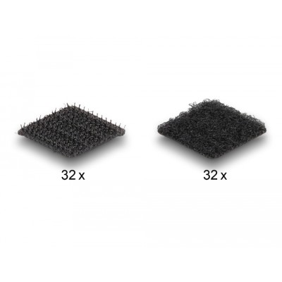 Delock Hook-and-loop dots, square, self-adhesive, 64 pieces black
