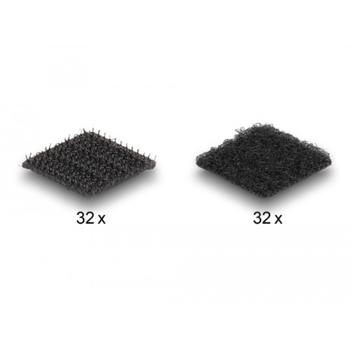 Delock Hook-and-loop dots, square, self-adhesive, 64 pieces black