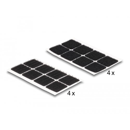Delock Hook-and-loop dots, square, self-adhesive, 64 pieces black