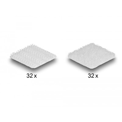 Delock Hook-and-loop dots, square, self-adhesive, 64 pieces white