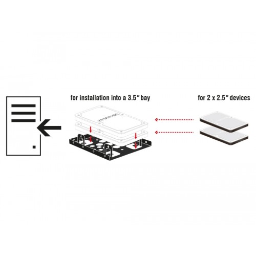 Delock Aluminium installation frame 2 x 2.5″ to 3.5″ black