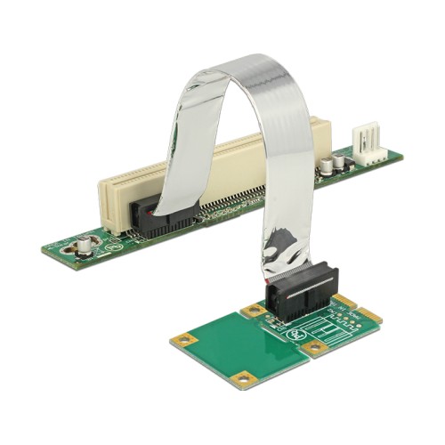 Delock Riser Card Mini PCI Express > 1 x PCI with flexible cable 13 cm left insertion