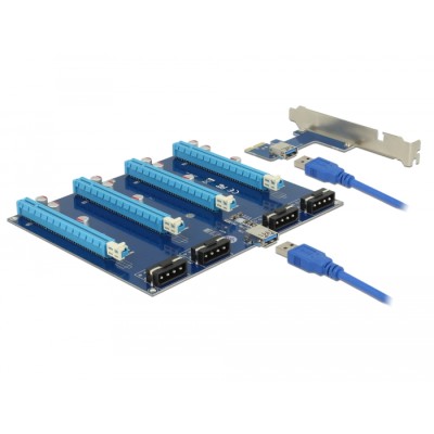 Delock Riser Card PCI Express x1  4 x PCIe x16 with 60 cm USB cable