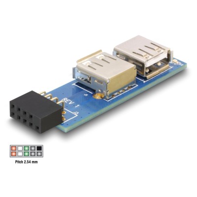 Delock USB pin header female  2 x USB 2.0 female - left / right