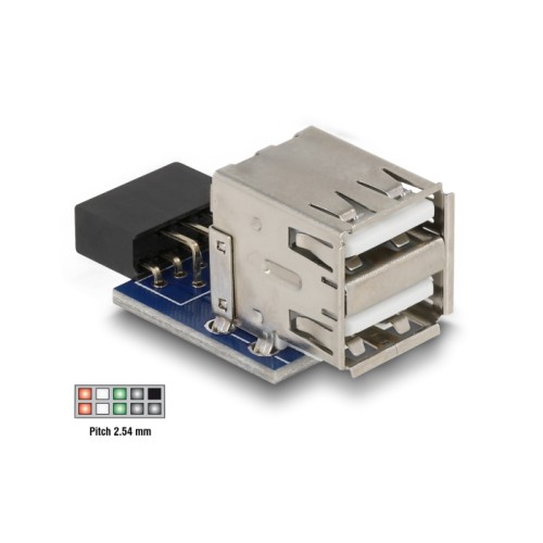 Delock USB pin header female > 2 x USB 2.0 female - up