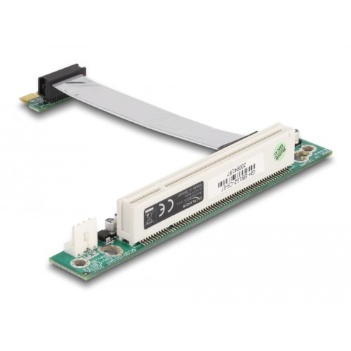 Delock Riser Card PCI Express x1  1 x PCI with flexible cable 9 cm left insertion