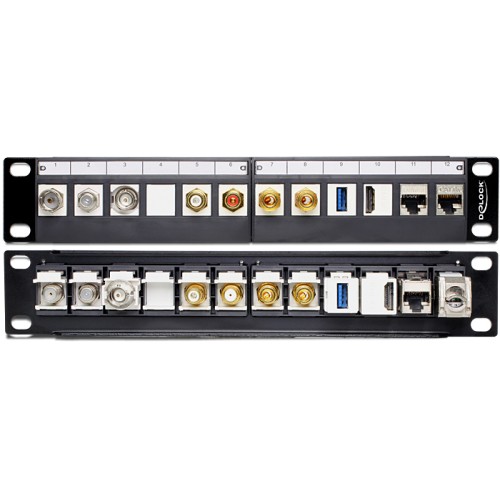 Delock 10″ Keystone Patch Panel 12 Port black