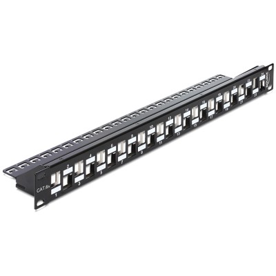 Delock 19″ Keystone Patch Panel 24 Port staggered black