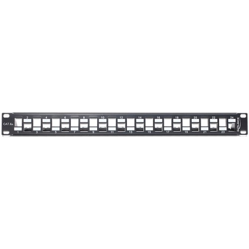 Delock 19″ Keystone Patch Panel 24 Port staggered black