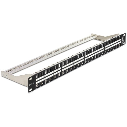 Delock 19″ Keystone Patch Panel 48 Port 1 U black