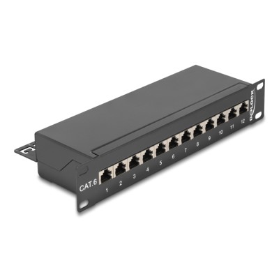 Delock 10″ Patch Panel 12 Port Cat.6 black