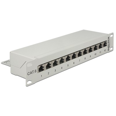 Delock 10″ Patch Panel 12 Port Cat.6 grey