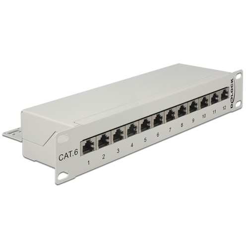 Delock 10″ Patch Panel 12 Port Cat.6 grey