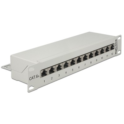 Delock 10″ Patch Panel 12 Port Cat.6A grey