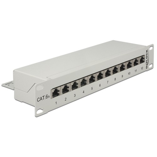 Delock 10″ Patch Panel 12 Port Cat.6A grey