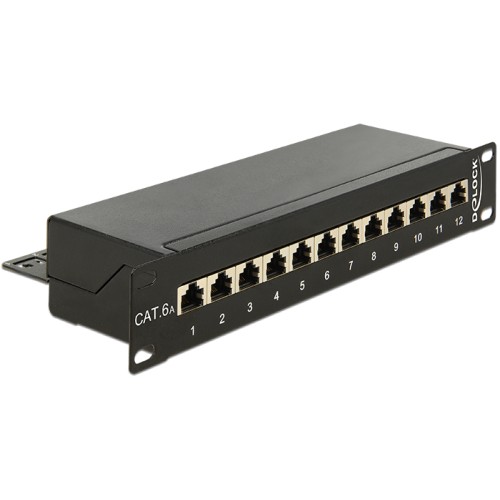 Delock 10″ Patch Panel 12 Port Cat.6A black