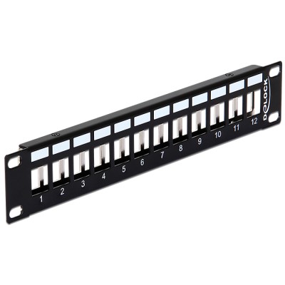 Delock 10″ Keystone Patch Panel 12 Port metal black