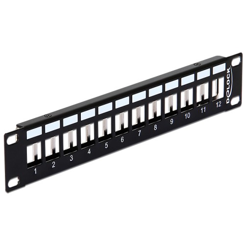 Delock 10″ Keystone Patch Panel 12 Port metal black