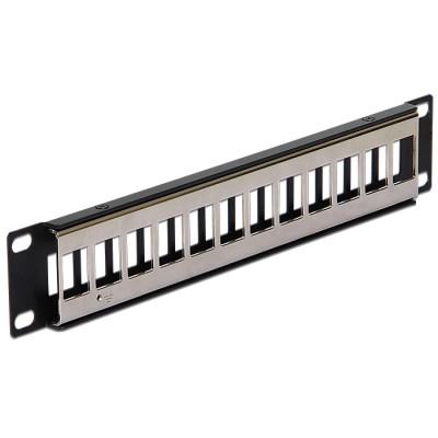 Delock 10″ Keystone Patch Panel 12 Port metal black 2