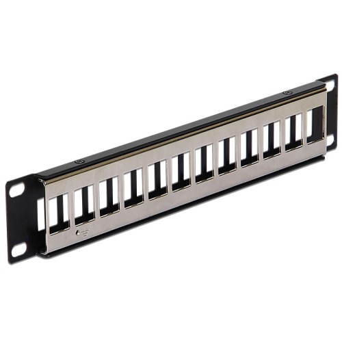 Delock 10″ Keystone Patch Panel 12 Port metal black