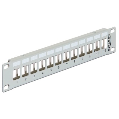 Delock 10″ Keystone Patch Panel 12 Port metal grey