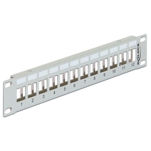 Delock 10″ Keystone Patch Panel 12 Port metal grey