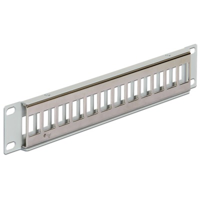 Delock 10″ Keystone Patch Panel 12 Port metal grey 2