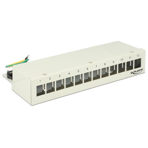 Delock Keystone Desktop Patch Panel 12 Port grey