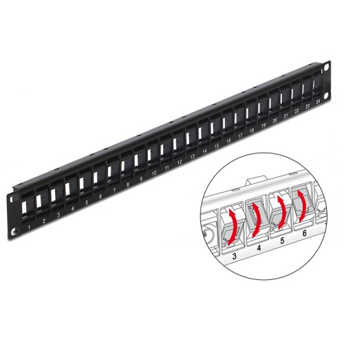 Delock 19″ Keystone Patch Panel 24 Port rotatable black