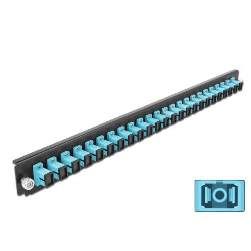 19″ Splice Box Front Panel 24 port SC Simplex aqua