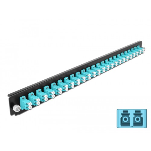 Delock 19″ LWL Spleißbox Frontblende 24 Port LC Duplex aqua