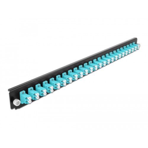 Delock 19″ LWL Spleißbox Frontblende 24 Port LC Duplex aqua