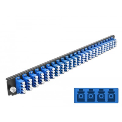 Delock 19″ LWL Spleißbox Frontblende 24 Port LC Quad blau