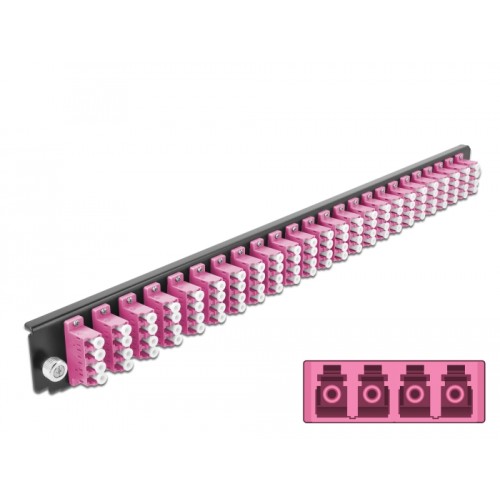 Delock 19″ LWL Spleißbox Frontblende 24 Port LC Quad violett