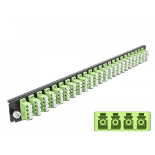 Delock 19″ LWL Spleißbox Frontblende 24 Port LC Quad lindgrün