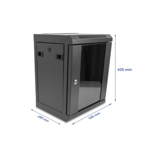 Delock 10″ Network Cabinet with glass door 8U black