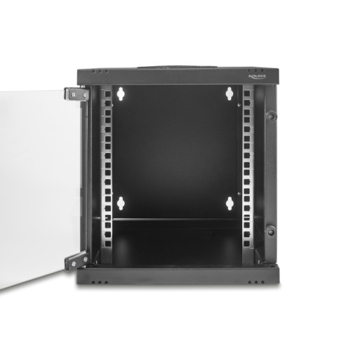 Delock 10″ Network Cabinet 6U with glass door for stand or wall mounting, 240 mm depth, load capacity 30 kg, 330 x 312 x 300 mm,