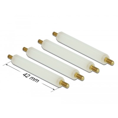 Delock Standoff M2.5 x M3, hexagon, outside / outside, 42 mm natural 4 pcs 2