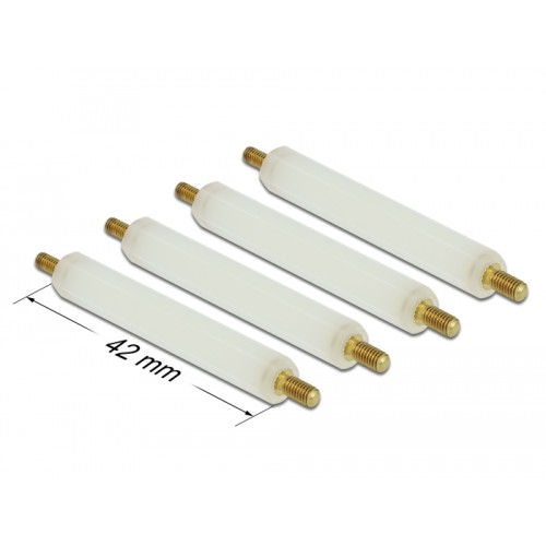 Delock Standoff M2.5 x M3, hexagon, outside / outside, 42 mm natural 4 pcs
