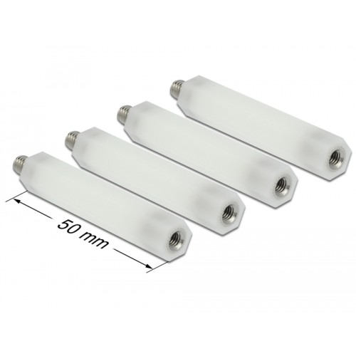 Delock Standoff M5 x M4, hexagon, inside / outside, 50 mm natural 4 pcs