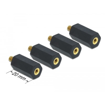 Delock Standoff M4 x M3, hexagon, inside / outside, 20 mm black 4 pcs 2