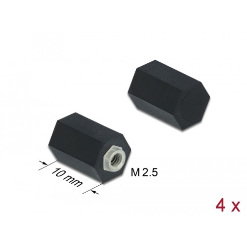 Delock Standoff M2.5, hexagon, inside, 10 mm black 4 pcs
