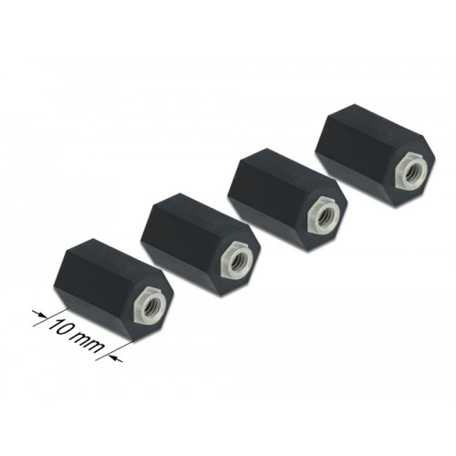 Delock Standoff M2.5, hexagon, inside, 10 mm black 4 pcs