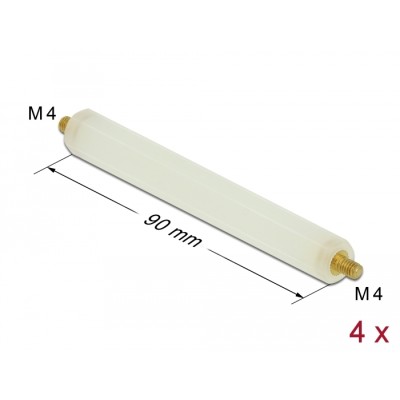 Delock Standoff M4 x M4, hexagon, outside / outside, 90 mm natural 4 pcs