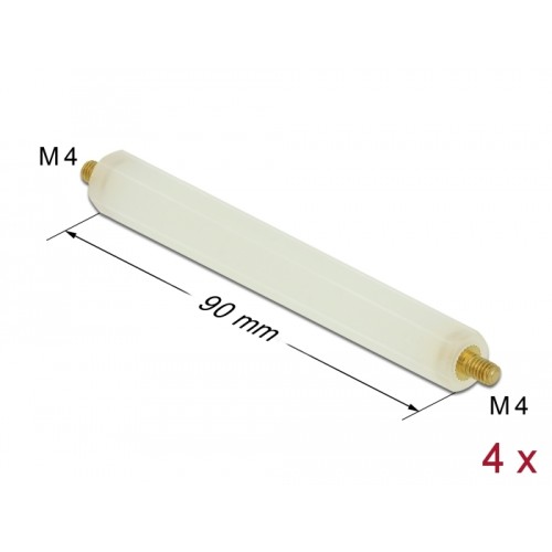 Delock Standoff M4 x M4, hexagon, outside / outside, 90 mm natural 4 pcs