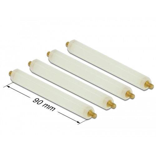 Delock Standoff M4 x M4, hexagon, outside / outside, 90 mm natural 4 pcs