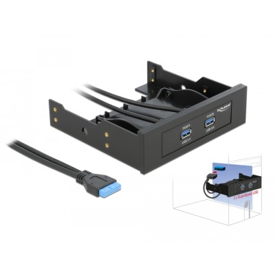 Delock USB 5 Gbps Front Panel 2 Port with internal 19 Pin USB 5 Gbps Pin Header